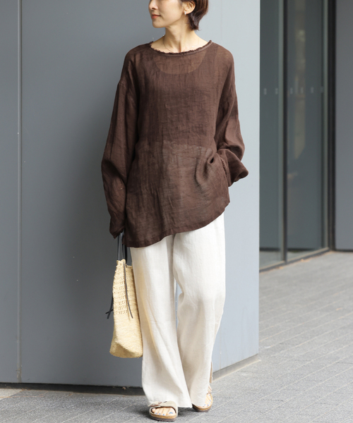 JOURNAL STANDARD relume(ジャーナルスタンダード レリューム)の「リネンガーゼロングスリーブビッグプルオーバー(シャツ/ブラウス・レディース・ホワイト/ブラック/ブラウン・FREE)」の22枚目の写真