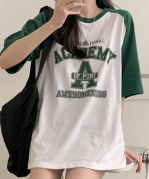 カレッジロゴ 配色 ラグランTシャツ 半袖カットソー