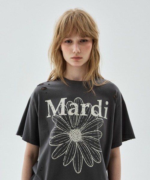 Ｍardi tシャツ TSHIRT FLOWERMARDI CRACKED DESTROYED / Tシャツ フラワーマルディ