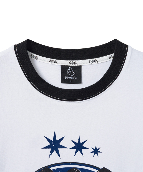 MOZMOZ(モズモズ)の「996 グラフィックリンガーTシャツ ホワイト(Tシャツ/カットソー・レディース・その他・3/2/1)」の4枚目の写真
