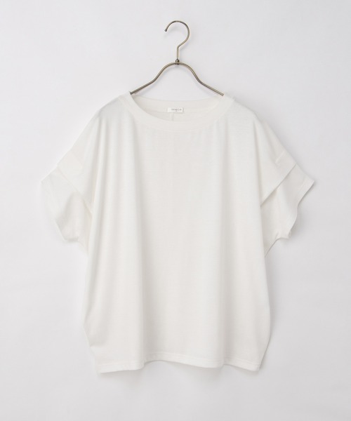 Honeys(ハニーズ)の「【ハニさら・接触冷感・吸水速乾・UVカット・遮熱】ショルダータックTシャツ(Tシャツ/カットソー・レディース・スミクロ/ホワイト系その他2/オフホワイト/ブラック/ホワイト×ブラック・S/M/L)」の17枚目の写真