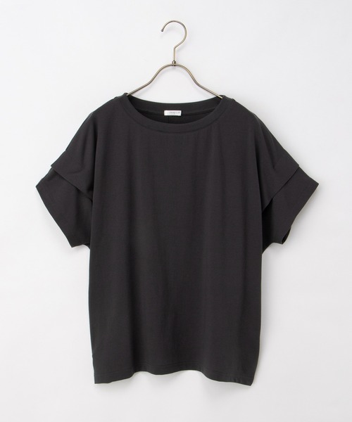 Honeys(ハニーズ)の「【ハニさら・接触冷感・吸水速乾・UVカット・遮熱】ショルダータックTシャツ(Tシャツ/カットソー・レディース・スミクロ/ホワイト系その他2/オフホワイト/ブラック/ホワイト×ブラック・S/M/L)」の21枚目の写真