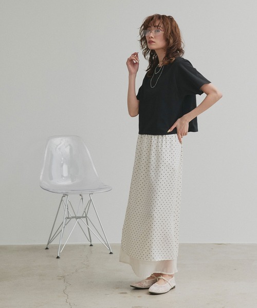 ad thie(アドティエ)の「ベーシック ショート丈Tシャツ(Tシャツ/カットソー・レディース・オフホワイト/ブラック/オートミール/チャコール・FREE)」の19枚目の写真