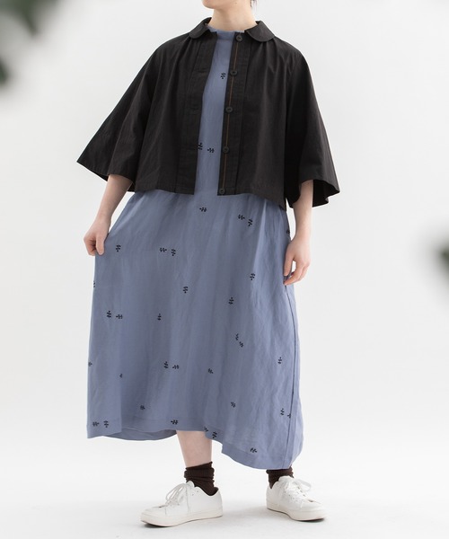 nop de nod（ノップドゥノッド）の「Rondeケープスリーブクロップドシャツ（その他アウター・レディース・インディゴブルー/ブラック/キャメル・3）」の9枚目の写真