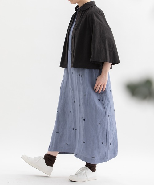 nop de nod（ノップドゥノッド）の「Rondeケープスリーブクロップドシャツ（その他アウター・レディース・インディゴブルー/ブラック/キャメル・3）」の10枚目の写真