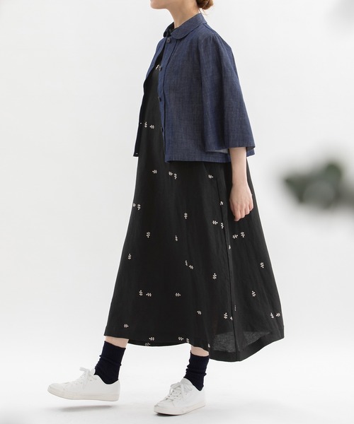 nop de nod（ノップドゥノッド）の「Rondeケープスリーブクロップドシャツ（その他アウター・レディース・インディゴブルー/ブラック/キャメル・3）」の16枚目の写真