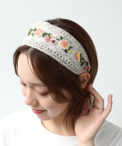 TORY BURCH 刺繍 カチューシャ 刺繍レースカチューシャ（カチューシャ）｜Three Four Time（スリー