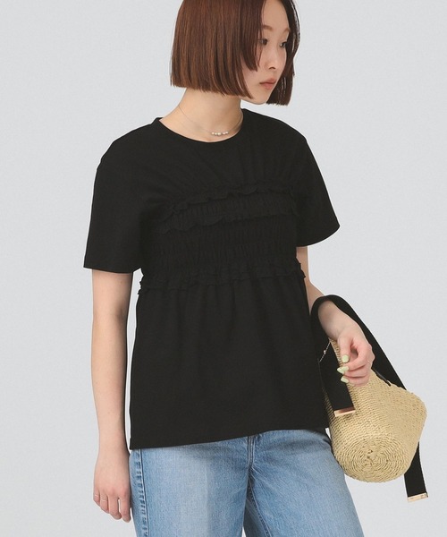 Ray BEAMS(レイビームス)の「【8/6 再値下げ】ビスチェ シャーリング Tシャツ(Tシャツ/カットソー・レディース・ブラック/ホワイト・ONE SIZE)」の1枚目の写真