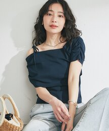 La boutique BonBon | 【今すぐお届け!・1枚で決まる】リボンアシメドレープネックカットソー(Tシャツ/カットソー)
