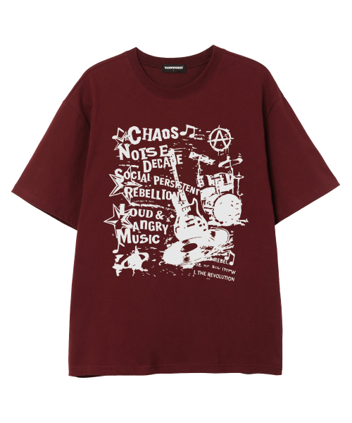 VANNWORKS(バンワークス)の「CHOAS MUSIC 半袖Tシャツ (VS0222) バーガンディ(Tシャツ/カットソー・メンズ・その他・SMALL/MEDIUM/LARGE/X-LARGE/XX-LARGE)」の1枚目の写真