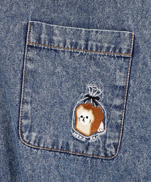 ScoLar Parity（スカラーパリティ）の「362105：ネコパン刺繍 ひげチェックorデニムシャツ（シャツ/ブラウス・レディース・アイボリー/ブルー/チャコールグレー・M）」の21枚目の写真
