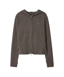 DANDEL（ダンデル）の「DD stripe trim hoodie zip-up (BROWN)（パーカー）」