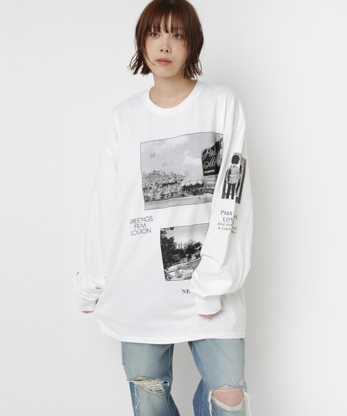 RNA(アールエヌエー)の「M2557 PINKMOTEL マルチフォトロンT(Tシャツ/カットソー・レディース・ホワイト/アッシュグレー・MEDIUM)」の3枚目の写真