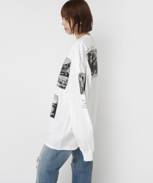 RNA(アールエヌエー)の「M2557 PINKMOTEL マルチフォトロンT(Tシャツ/カットソー・レディース・ホワイト/アッシュグレー・MEDIUM)」の4枚目の写真