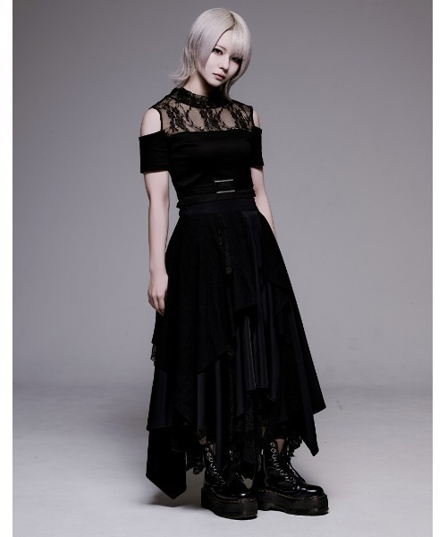 AdaNous(アダナス)の「『AdaNous/アダナス』アシンメトリーレイヤードスカート(スカート・レディース・ブラック×グレー/ブラック・FREE)」の8枚目の写真