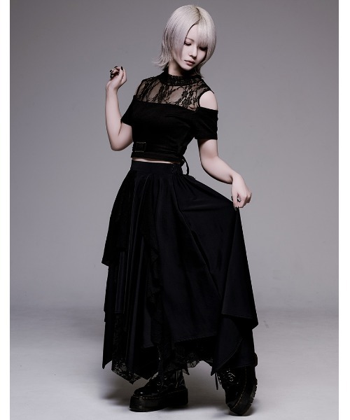 AdaNous(アダナス)の「『AdaNous/アダナス』アシンメトリーレイヤードスカート(スカート・レディース・ブラック×グレー/ブラック・FREE)」の9枚目の写真