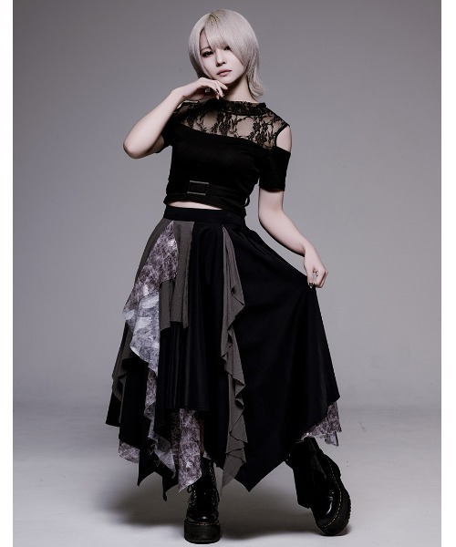 AdaNous(アダナス)の「『AdaNous/アダナス』アシンメトリーレイヤードスカート(スカート・レディース・ブラック×グレー/ブラック・FREE)」の17枚目の写真