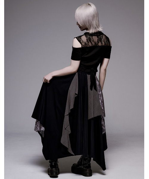 AdaNous(アダナス)の「『AdaNous/アダナス』アシンメトリーレイヤードスカート(スカート・レディース・ブラック×グレー/ブラック・FREE)」の19枚目の写真