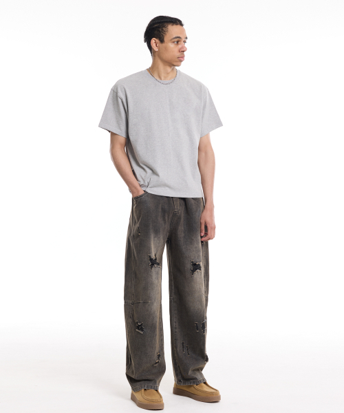CREAM SODA LAB(クリームソーダラボ)の「男性スタンダードフィットクロップ半袖Tシャツグレー(Tシャツ/カットソー・メンズ・その他・LARGE/X-LARGE)」の2枚目の写真