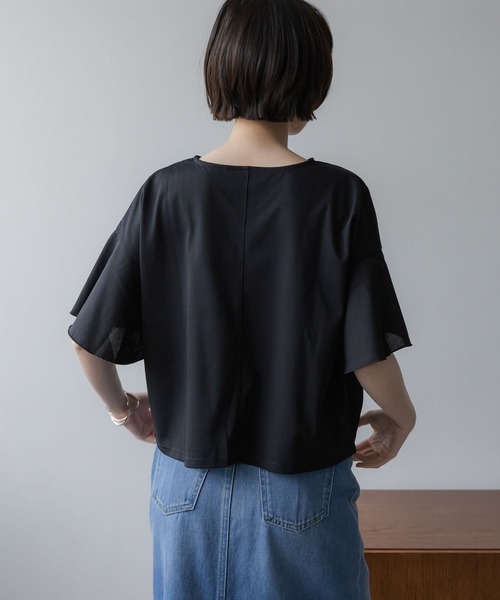 studio CLIP(スタディオクリップ)の「《ウタオ》多機能袖フリルTシャツ(Tシャツ/カットソー・レディース・ベージュ/ホワイト/ブラック/セージグリーン・LARGE/MEDIUM/X-LARGE/SMALL)」の11枚目の写真