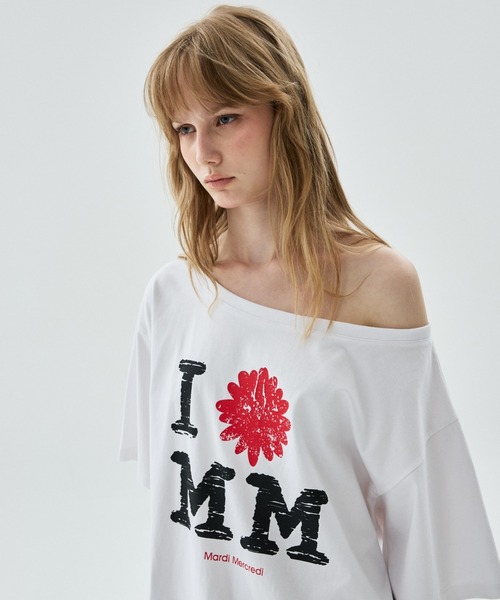 Mardi Mercredi(マルディメクルディ)の「TSHIRT OFF SHOULDER CRACKED IFMM / Tシャツ オフショルダー クラック IFMM(Tシャツ/カットソー・レディース・ホワイト/ピンク・FREE)」の3枚目の写真