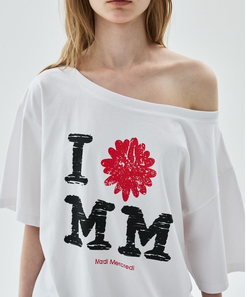 Mardi Mercredi(マルディメクルディ)の「TSHIRT OFF SHOULDER CRACKED IFMM / Tシャツ オフショルダー クラック IFMM(Tシャツ/カットソー・レディース・ホワイト/ピンク・FREE)」の8枚目の写真