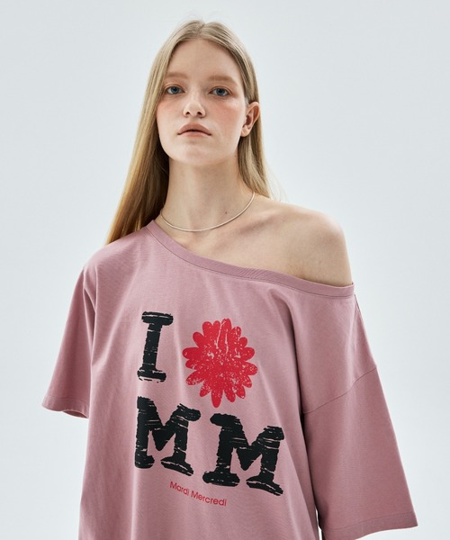Mardi Mercredi(マルディメクルディ)の「TSHIRT OFF SHOULDER CRACKED IFMM / Tシャツ オフショルダー クラック IFMM(Tシャツ/カットソー・レディース・ホワイト/ピンク・FREE)」の10枚目の写真
