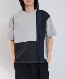 【URBANCOLLECTION/アーバンコレクション】天竺 異素材ブロック切り替え ルーズシルエット Tシャツ 接触冷感 吸水速乾 UVカット ストレッチ
