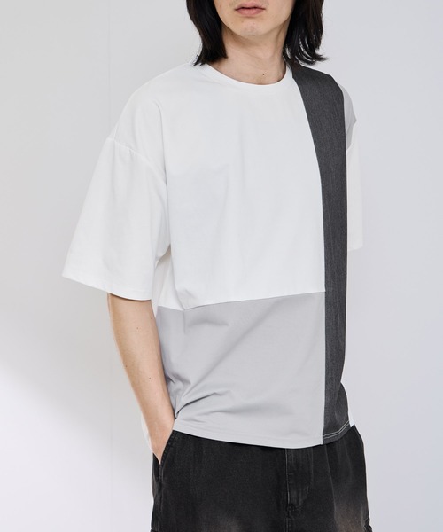 URBAN COLLECTION(アーバンコレクション)の「【URBANCOLLECTION/アーバンコレクション】天竺 異素材ブロック切り替え ルーズシルエット Tシャツ 接触冷感 吸水速乾 UVカット ストレッチ(Tシャツ/カットソー・メンズ・ホワイト系その他/ライトグレー系/グレー系その他・S/M/L/XL)」の6枚目の写真