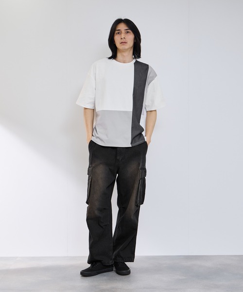 URBAN COLLECTION(アーバンコレクション)の「【URBANCOLLECTION/アーバンコレクション】天竺 異素材ブロック切り替え ルーズシルエット Tシャツ 接触冷感 吸水速乾 UVカット ストレッチ(Tシャツ/カットソー・メンズ・ホワイト系その他/ライトグレー系/グレー系その他・S/M/L/XL)」の7枚目の写真