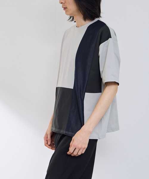 URBAN COLLECTION(アーバンコレクション)の「【URBANCOLLECTION/アーバンコレクション】天竺 異素材ブロック切り替え ルーズシルエット Tシャツ 接触冷感 吸水速乾 UVカット ストレッチ(Tシャツ/カットソー・メンズ・ホワイト系その他/ライトグレー系/グレー系その他・S/M/L/XL)」の8枚目の写真