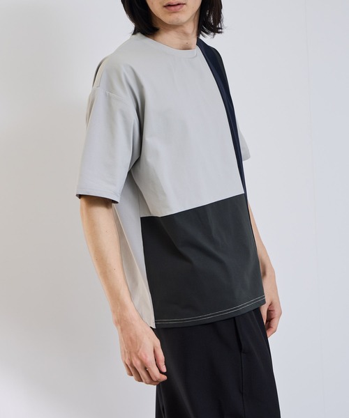 URBAN COLLECTION(アーバンコレクション)の「【URBANCOLLECTION/アーバンコレクション】天竺 異素材ブロック切り替え ルーズシルエット Tシャツ 接触冷感 吸水速乾 UVカット ストレッチ(Tシャツ/カットソー・メンズ・ホワイト系その他/ライトグレー系/グレー系その他・S/M/L/XL)」の9枚目の写真