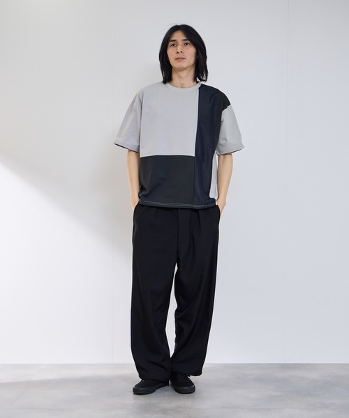 URBAN COLLECTION(アーバンコレクション)の「【URBANCOLLECTION/アーバンコレクション】天竺 異素材ブロック切り替え ルーズシルエット Tシャツ 接触冷感 吸水速乾 UVカット ストレッチ(Tシャツ/カットソー・メンズ・ホワイト系その他/ライトグレー系/グレー系その他・S/M/L/XL)」の10枚目の写真