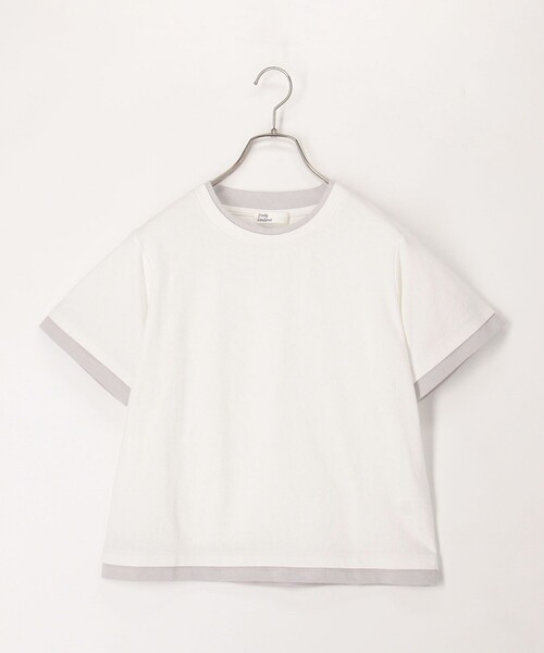fredy couleur(フレディクルール)の「ドライタッチ天竺レイヤード風配色Tee(Tシャツ/カットソー・レディース・チャコールグレー/オフホワイト/ロイヤルブルー/ベビーピンク・38)」の2枚目の写真