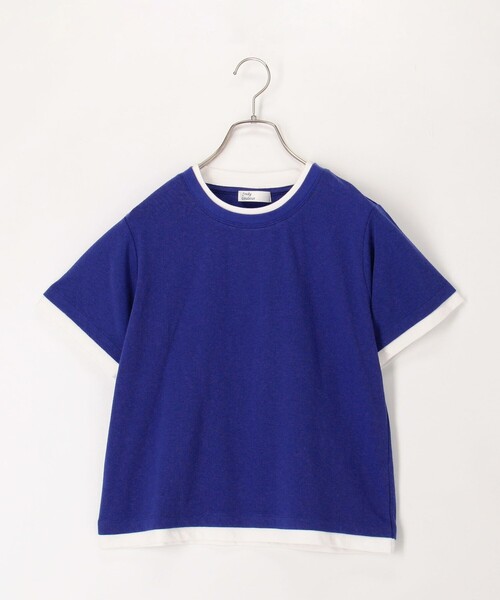 fredy couleur(フレディクルール)の「ドライタッチ天竺レイヤード風配色Tee(Tシャツ/カットソー・レディース・チャコールグレー/オフホワイト/ロイヤルブルー/ベビーピンク・38)」の4枚目の写真