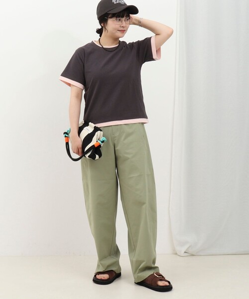 fredy couleur(フレディクルール)の「ドライタッチ天竺レイヤード風配色Tee(Tシャツ/カットソー・レディース・チャコールグレー/オフホワイト/ロイヤルブルー/ベビーピンク・38)」の3枚目の写真