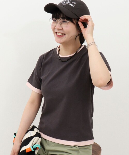 fredy couleur(フレディクルール)の「ドライタッチ天竺レイヤード風配色Tee(Tシャツ/カットソー・レディース・チャコールグレー/オフホワイト/ロイヤルブルー/ベビーピンク・38)」の11枚目の写真