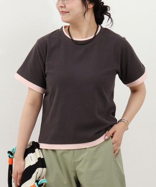 fredy couleur(フレディクルール)の「ドライタッチ天竺レイヤード風配色Tee(Tシャツ/カットソー・レディース・チャコールグレー/オフホワイト/ロイヤルブルー/ベビーピンク・38)」の13枚目の写真