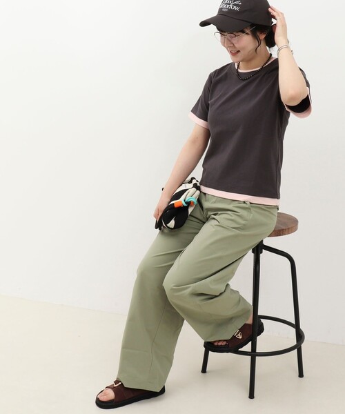 fredy couleur(フレディクルール)の「ドライタッチ天竺レイヤード風配色Tee(Tシャツ/カットソー・レディース・チャコールグレー/オフホワイト/ロイヤルブルー/ベビーピンク・38)」の14枚目の写真