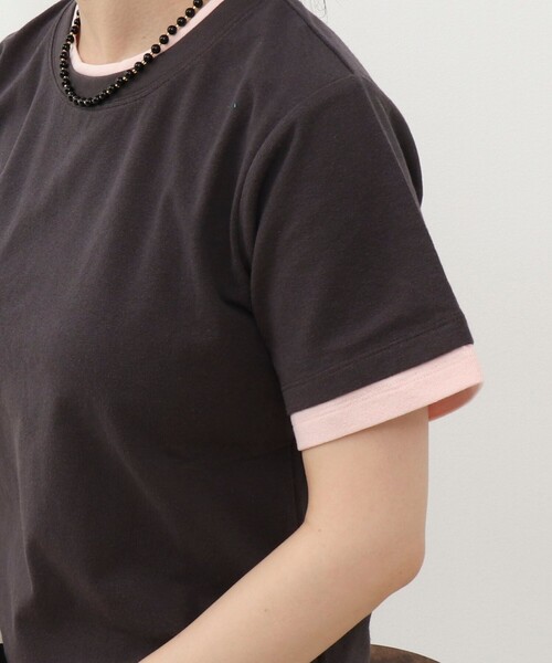 fredy couleur(フレディクルール)の「ドライタッチ天竺レイヤード風配色Tee(Tシャツ/カットソー・レディース・チャコールグレー/オフホワイト/ロイヤルブルー/ベビーピンク・38)」の15枚目の写真