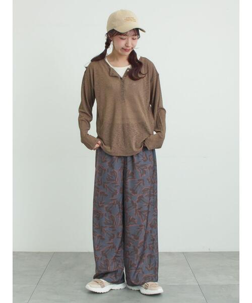 Samansa Mos2（サマンサ モスモス）の「シアーリブヘンリーネックカットソー（Tシャツ/カットソー・レディース・ブラック/グレー/モカ・F）」の5枚目の写真