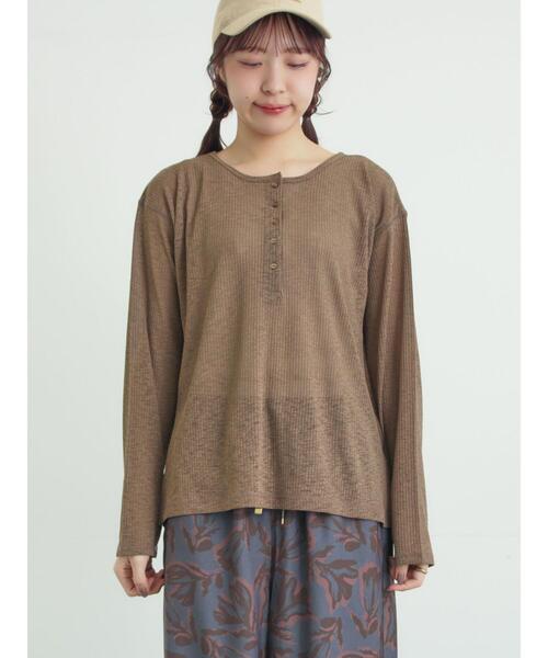 Samansa Mos2（サマンサ モスモス）の「シアーリブヘンリーネックカットソー（Tシャツ/カットソー・レディース・ブラック/グレー/モカ・F）」の11枚目の写真