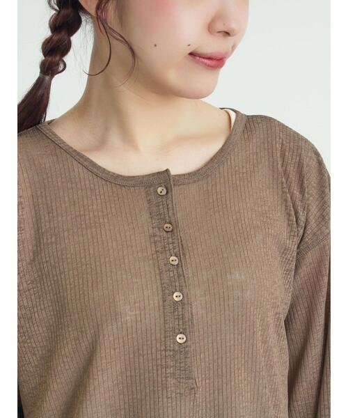 Samansa Mos2（サマンサ モスモス）の「シアーリブヘンリーネックカットソー（Tシャツ/カットソー・レディース・ブラック/グレー/モカ・F）」の14枚目の写真