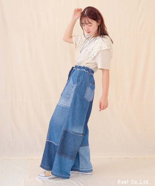 mililopiulu(ミリロピュール)の「mililopiulu/ミリロピュール リビルド ワイドストレート デニムパンツ(デニムパンツ・レディース・ブルー/グレー・FREE)」の6枚目の写真