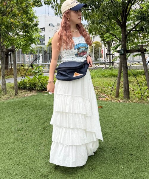 w closet(ダブルクローゼット)の「【Am企画】ロゴプリントレースキャミソール(Tシャツ/カットソー・レディース・グレー/オフホワイト/ブラック・FREE)」の8枚目の写真