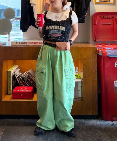 w closet(ダブルクローゼット)の「【Am企画】ロゴプリントレースキャミソール(Tシャツ/カットソー・レディース・グレー/オフホワイト/ブラック・FREE)」の14枚目の写真