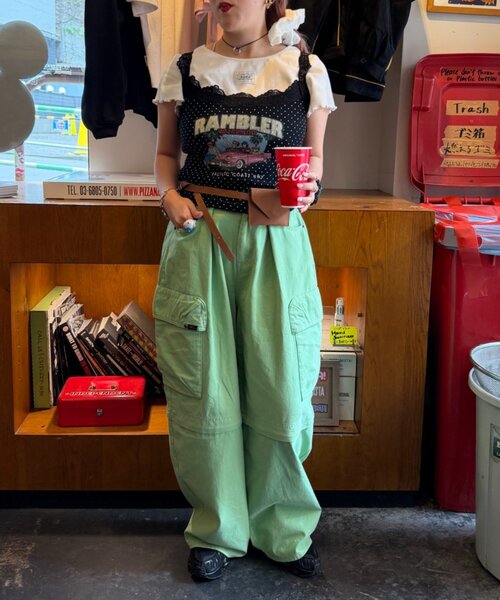 w closet(ダブルクローゼット)の「【Am企画】ロゴプリントレースキャミソール(Tシャツ/カットソー・レディース・グレー/オフホワイト/ブラック・FREE)」の18枚目の写真