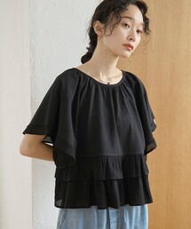 布帛ドッキング 2wayペプラムフリルカットソー