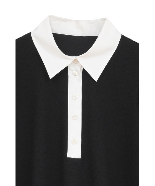 MANOF(マノフ)の「ROUND SLEEVE POLO TOPS(その他トップス・レディース・ブラック/ホワイト・F)」の4枚目の写真