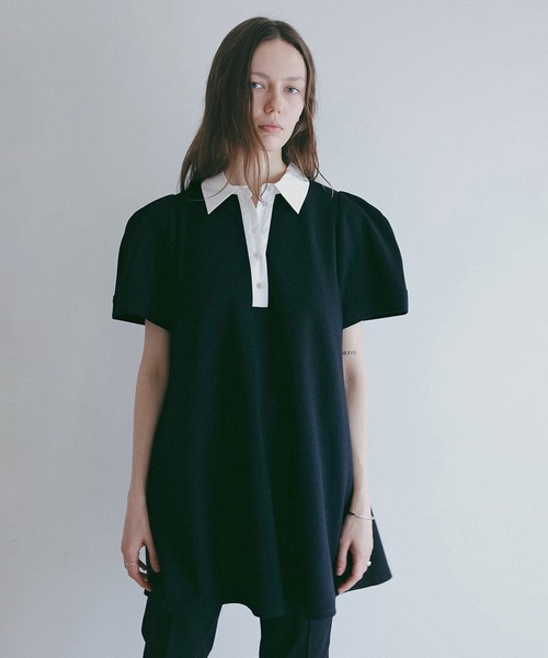 MANOF(マノフ)の「ROUND SLEEVE POLO TOPS(その他トップス・レディース・ブラック/ホワイト・F)」の14枚目の写真